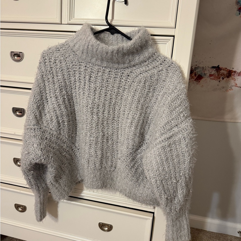 Express Soft Gray Cowl Neck Sweater